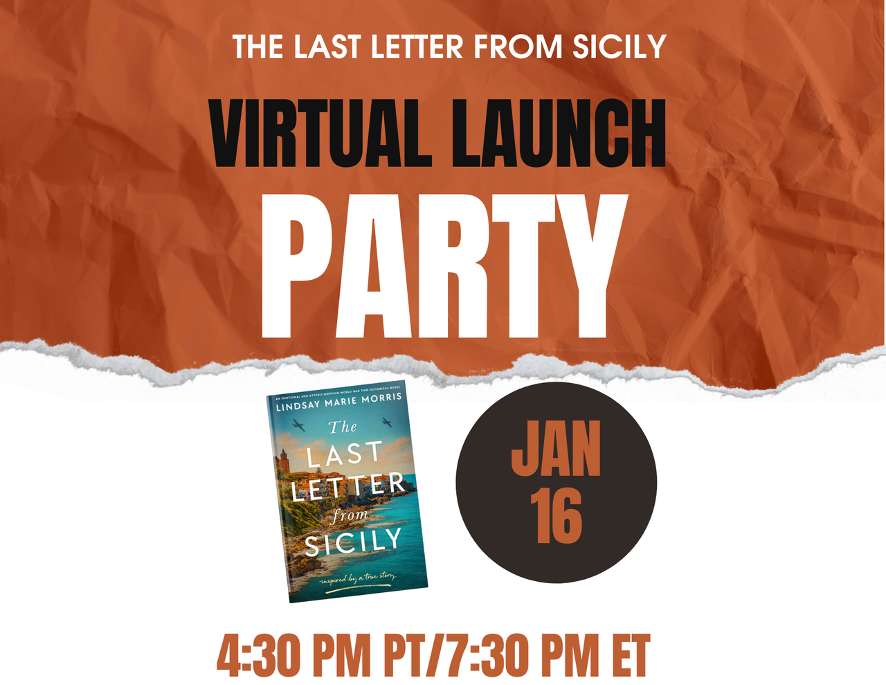 RSVP for The Last Letter from Sicily Virtual Launch Party